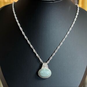 Pale Green Jade Sterling Silver Necklace from Sunstone Imports